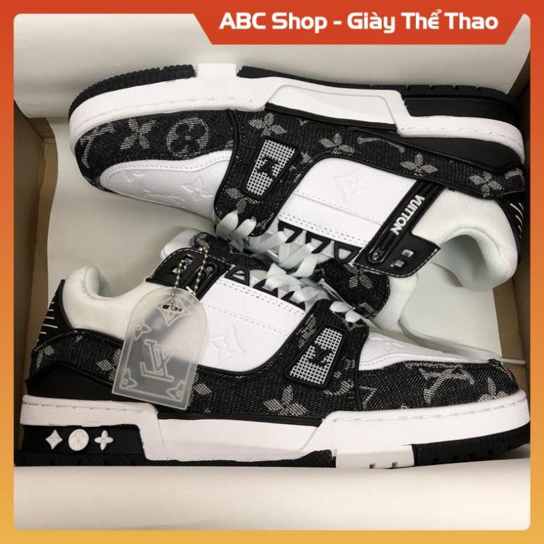 Giầy LV các nầy đen xanh lá đỏ hồng full phụ kiện, Giầy LV Sneaker nam nữ