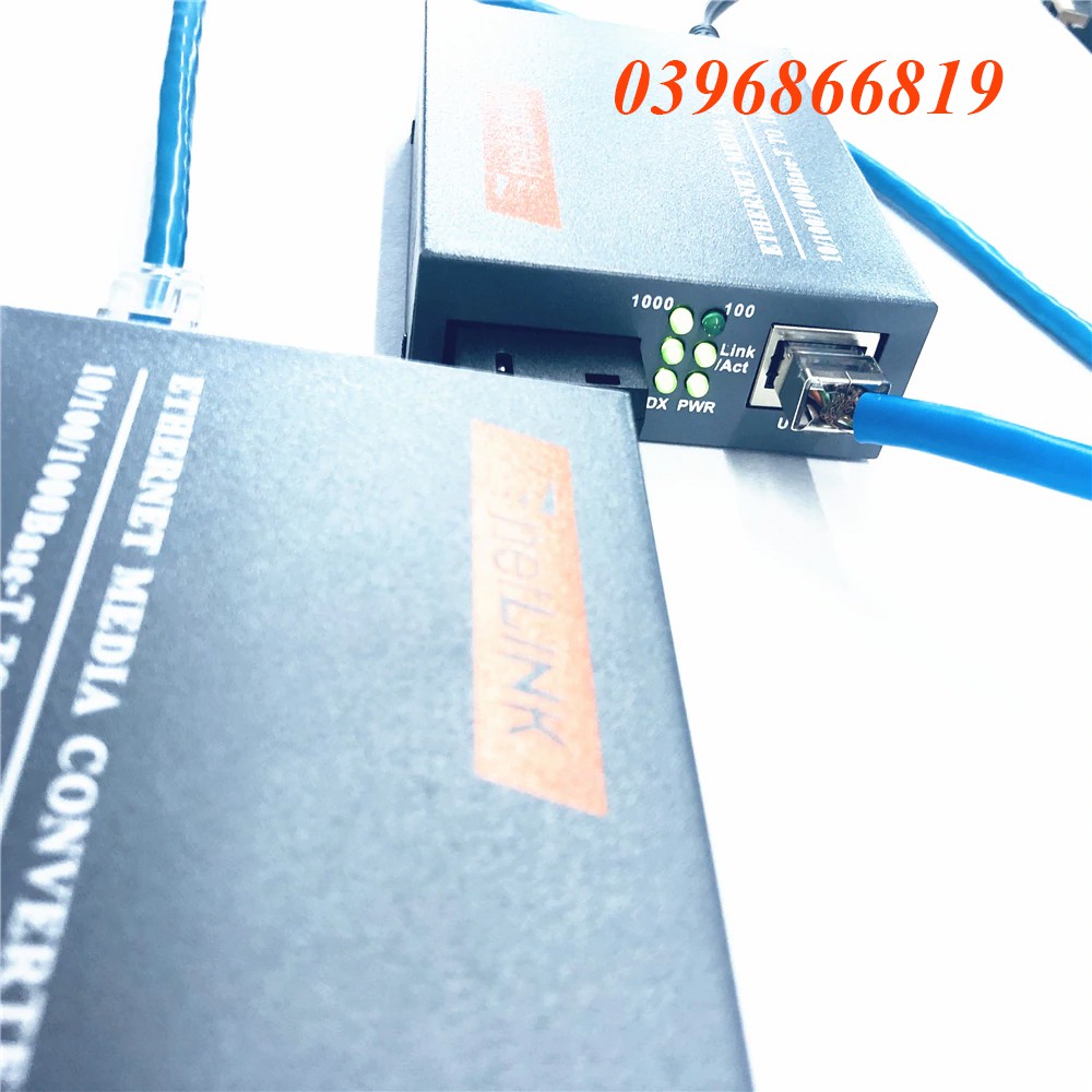 1 Cặp Converter Quang 1000 1 sợi Quang netlink htb gs03 AB nguồn 5v2a chuẩn