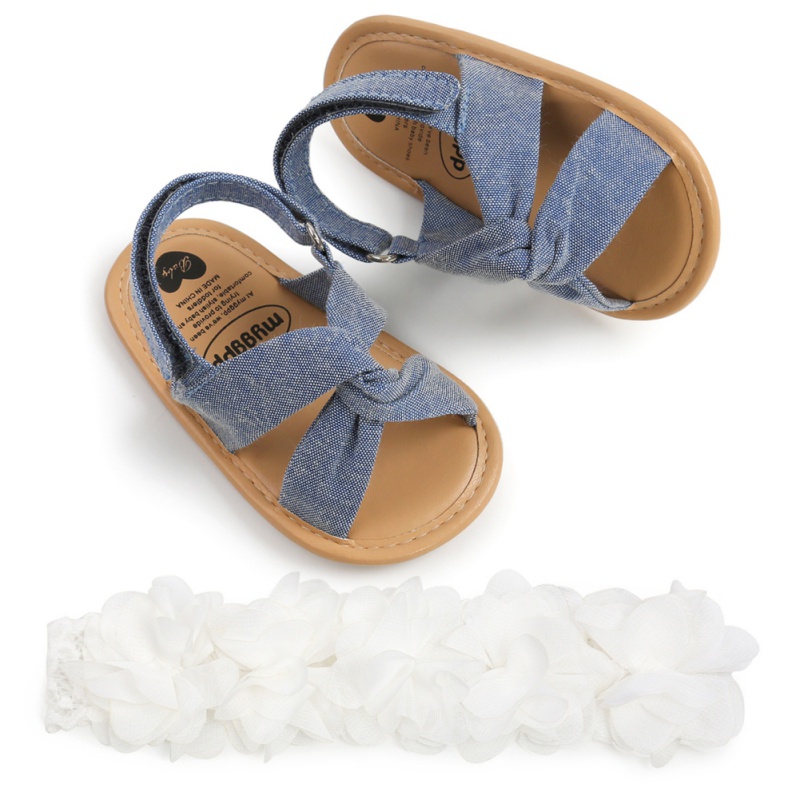 Bộ giày sandal chống trượt + băng đô xinh xắn dành cho bé gái