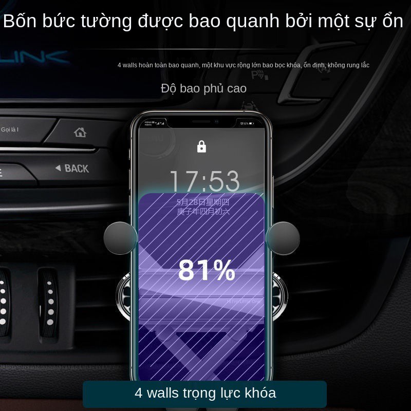 Giá đỡ điện thoại trên ô tô ổ cắm gió hỗ trợ điều hướng cố định sản phẩm đa chức năng phổ thông