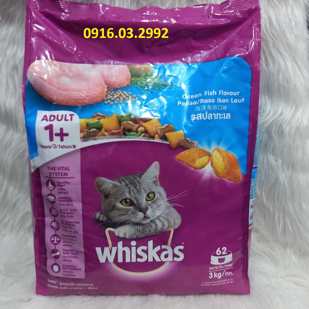 Thức ăn cho mèo Whiskas 3kg, Thức ăn cho mèo trưởng thành