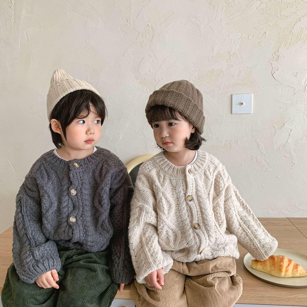Áo khoác len cardigan Hàn Quốc cho bé trai bé gái size 80-130