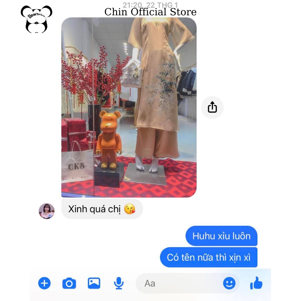 Bearbrick, gấu bearbrick 50cm cỡ vừa, mẫu màu tai vàng có đủ 5 màu chất liệu thạch cao - Chin Official Store