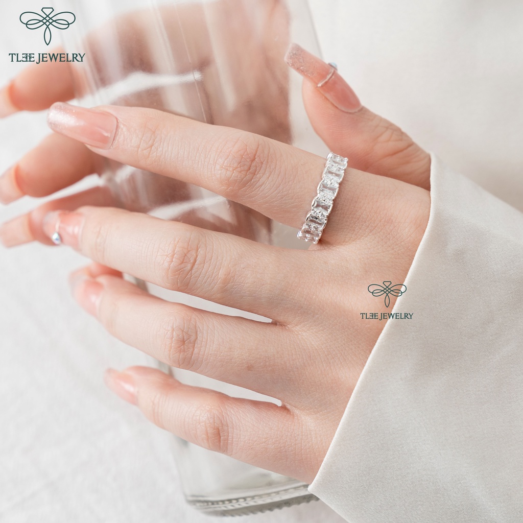 Nhẫn bạc nữ TLEE nạm đá kết đính đá nhỏ cao cấp TleeJewelry A0178