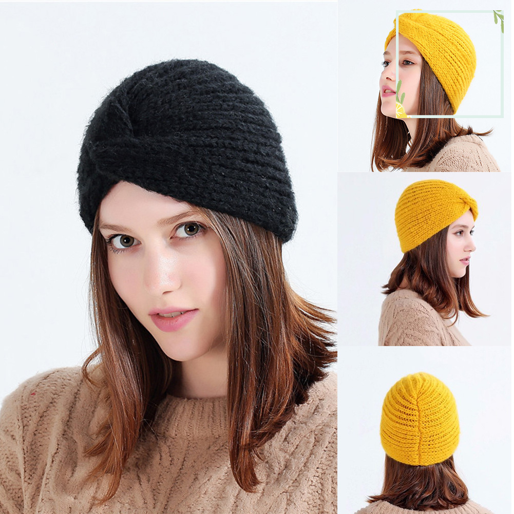 Mũ Beanie Đan Len Màu Trơn Thời Trang Thu Đông Cho Nữ