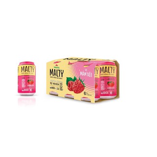 Pack 6 lon Nước uống lúa mạch Malty vị mâm xôi 330ml/lon