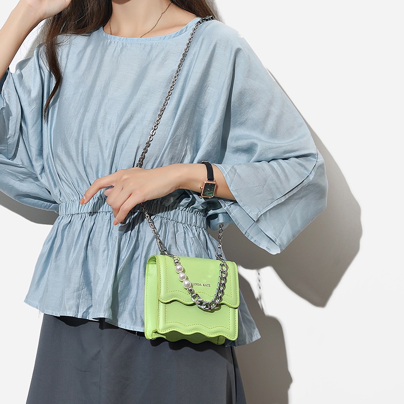 Túi Đeo Chéo Mini Hình Vuông Đính Ngọc Trai Thời Trang Hàng Mới Cho Nữ