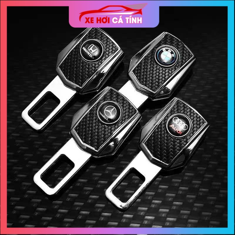Chốt Cài Dây An Toàn Xe Hơi, Chốt Cài Full Logo Hãng Xe Loại Cao Cấp màu da cacbon đẳng cấp