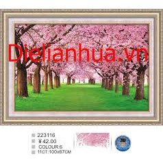 Tranh thêu chữ thập Rừng hoa anh đào 223116 (100x67cm) chưa thêu