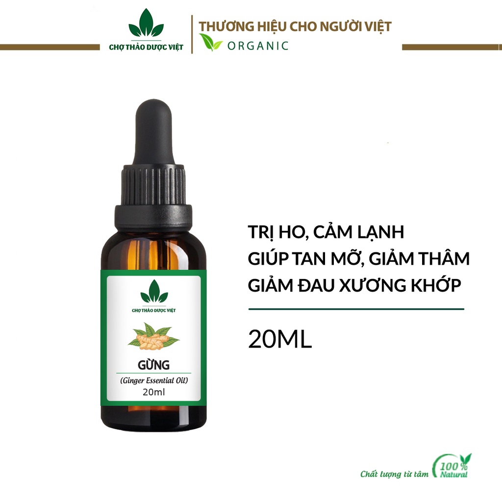 Tinh dầu Gừng nguyên chất 20ml, massage giảm mỡ bụng, đùi, bắp tay, bắp chân hiệu quả - Chợ Thảo Dược Việt