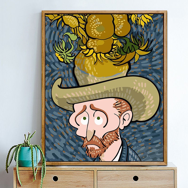 Tranh số hóa tự tô phong cách Van Gogh size 40x50 đủ bộ dụng cụ