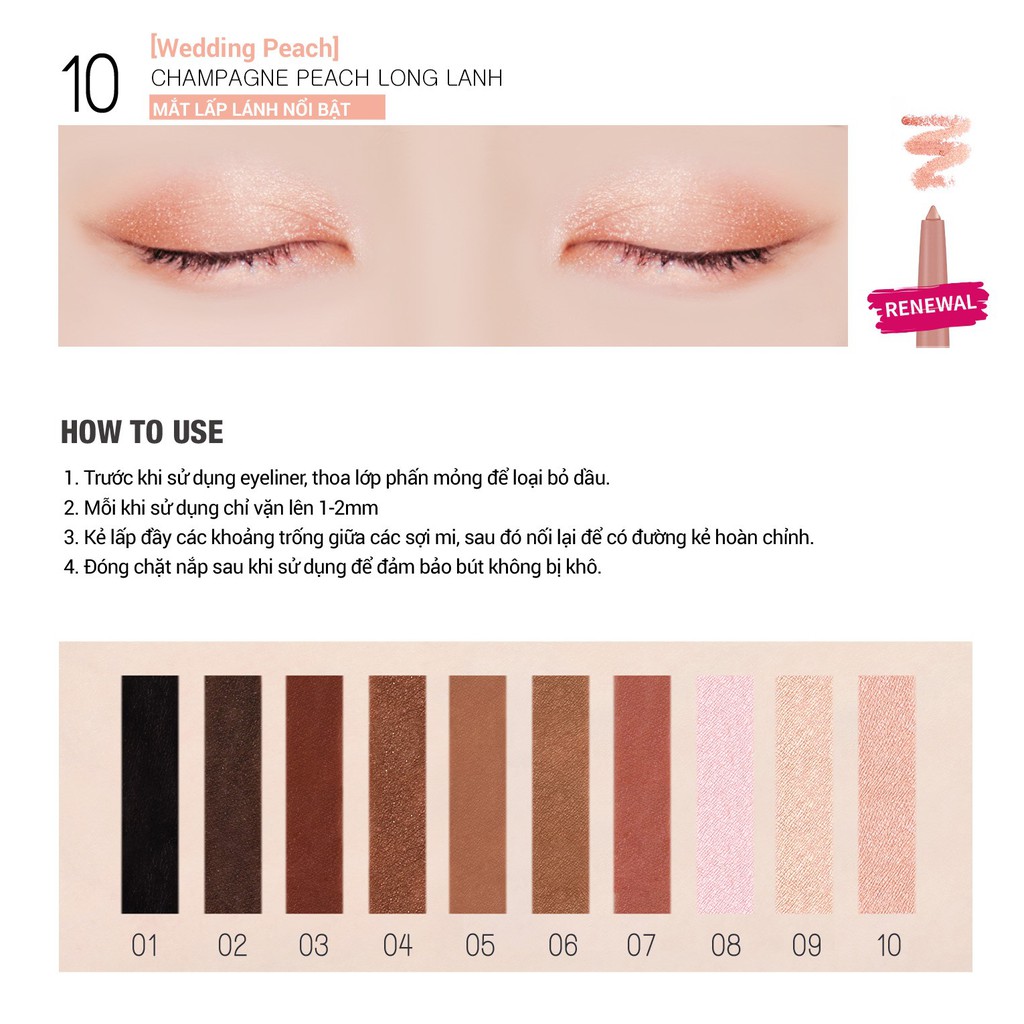 Gel kẻ mắt Bbia Last Auto Gel Eyeliner (10 màu) 0.3g - Bbia Offical Store | BigBuy360 - bigbuy360.vn
