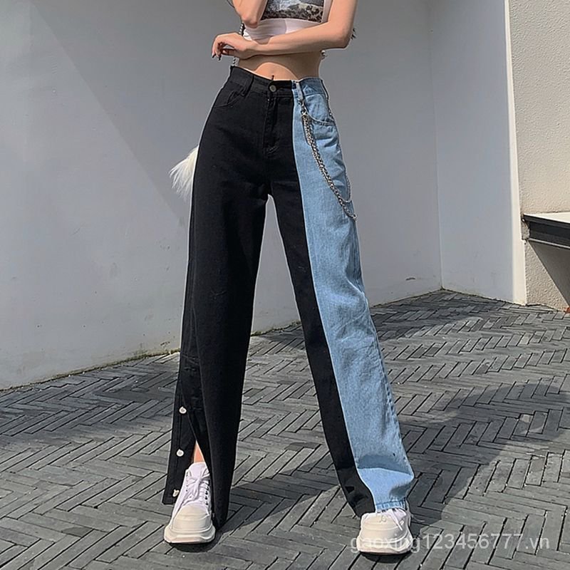 Quần jeans dài ống rộng thời trang dành cho nữ