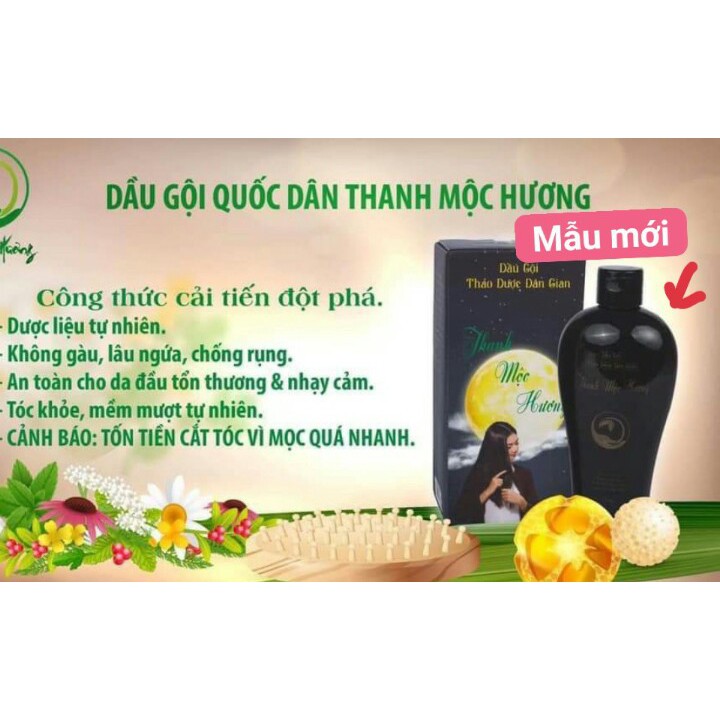 Combo Dầu Gội Thảo Dược Thanh Mộc Hương tặng kèm xịt mọc tóc bưởi xanh kích mọc tóc con