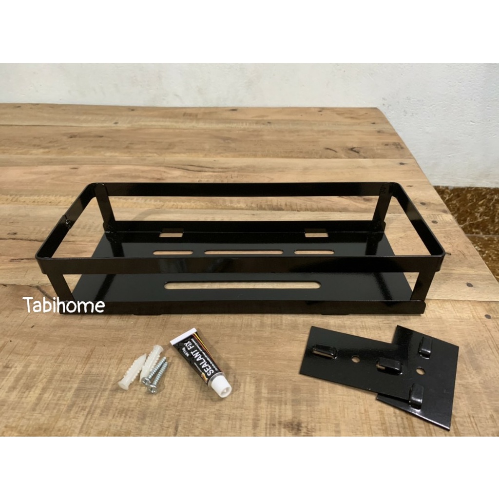 KỆ - KHAY SẮT HÌNH CHỮ NHẬT 1 TẦNG BẢN TO DÁN TƯỜNG ĐỂ GIA VỊ MẪU MỚI KÈM KEO DÁN SIÊU CHẮC