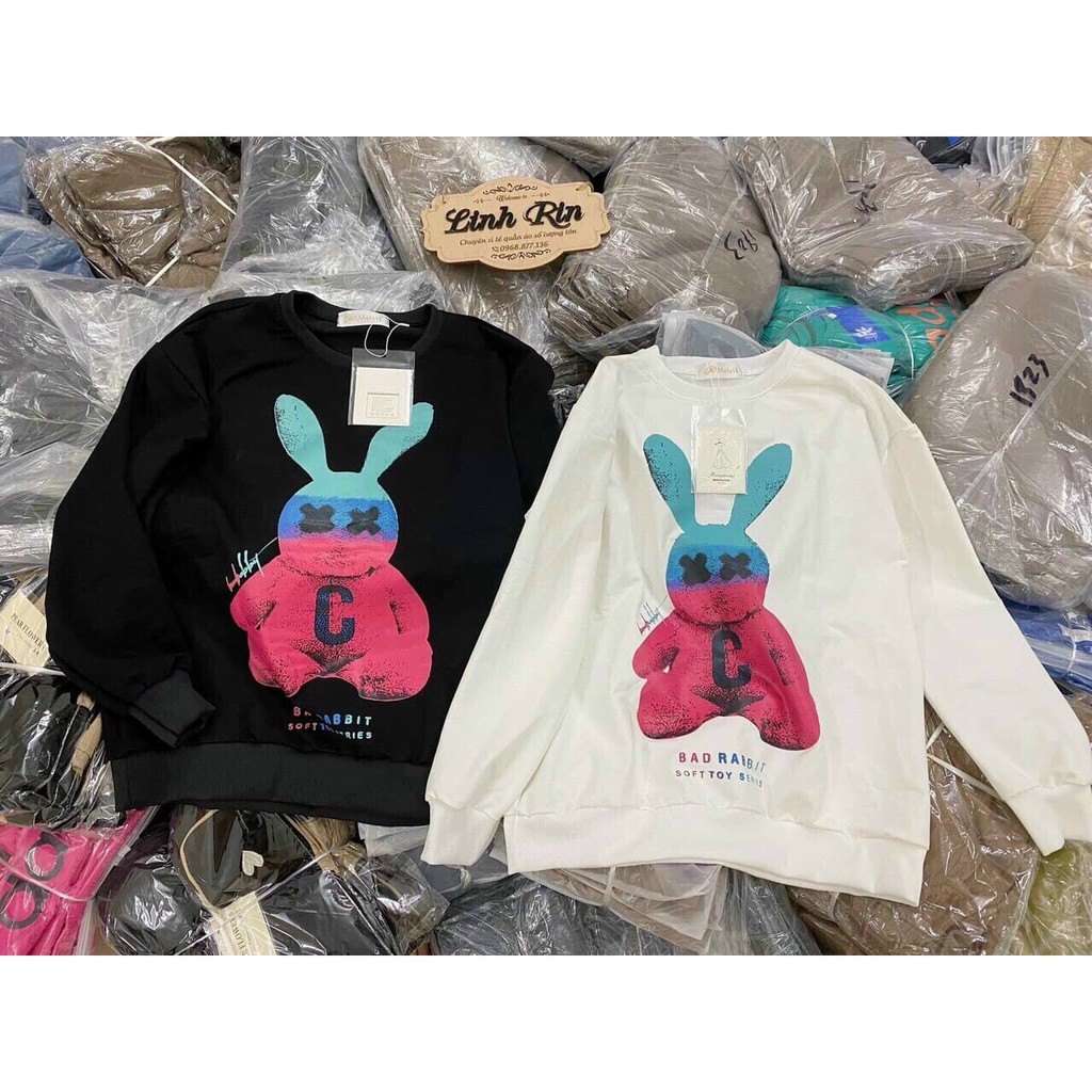 Áo nỉ hình thỏ dáng giấu quần hàng Quảng Châu, áo nỉ hình thỏ , from rộng rãi, áo đôi siêu đáng yêu