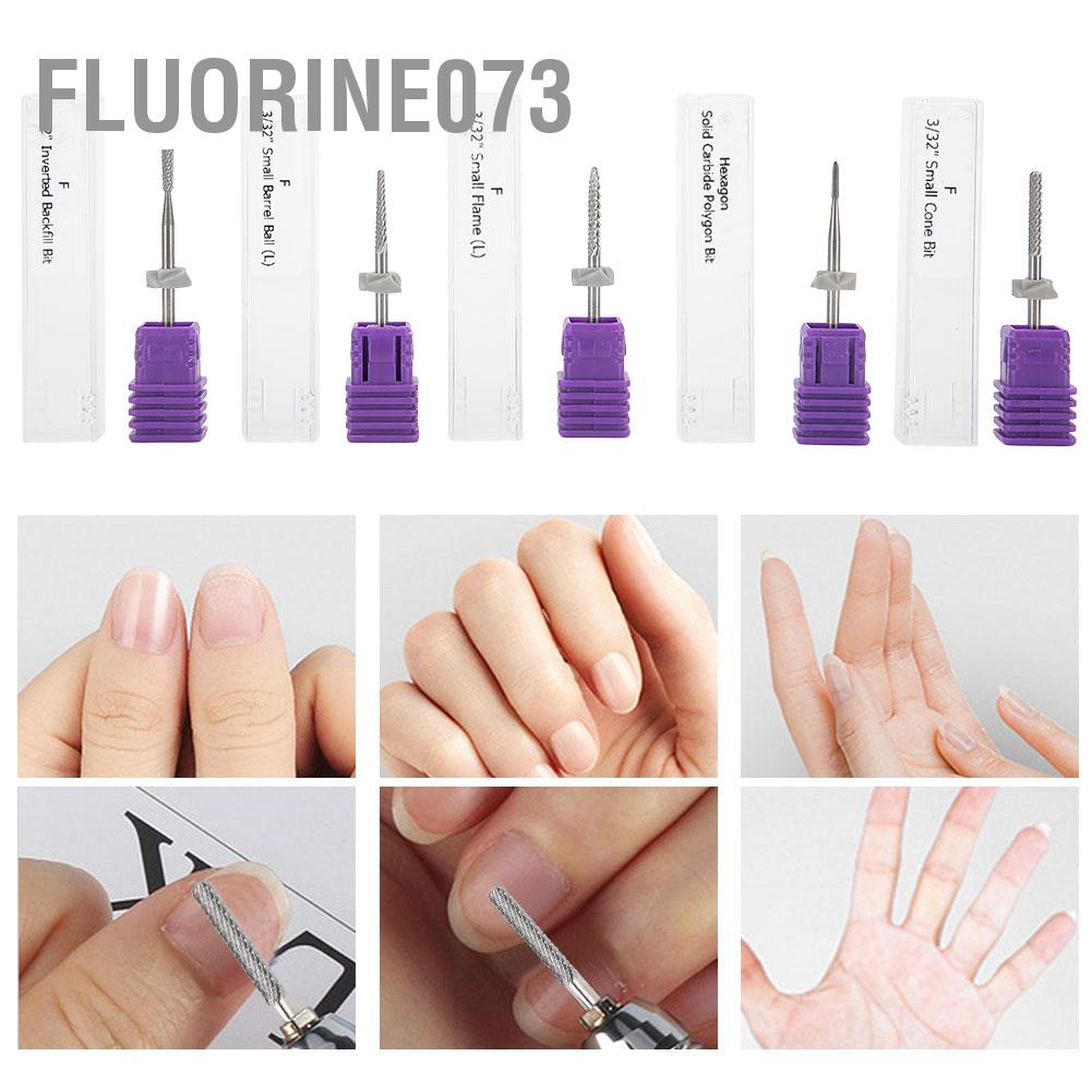 [Hàng Sẵn] 5 cái Vonfram Thép Móng Tay Nghệ Thuật Mài Đầu Da Chết Loại Bỏ Mũi Khoan Bộ 【Fluorine073】