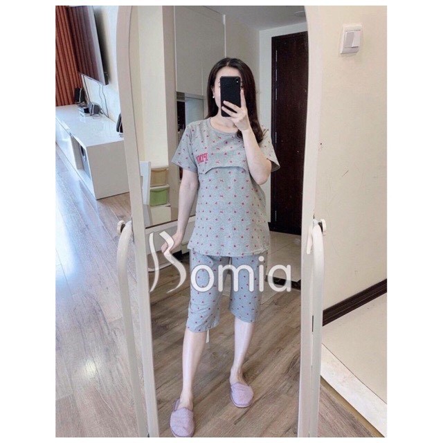 Bộ đồ bầu và sau sinh LỬNG PINK LẬT TI chất cotton thấm hút mồ hôi