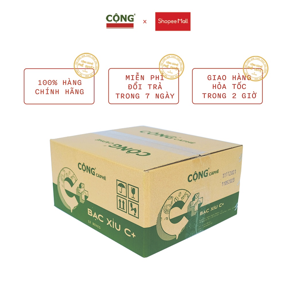 Cà phê bạc xỉu hoà tan C+ Cộng Cà Phê 12 hộp/thùng hoặc 200 gói/thùng