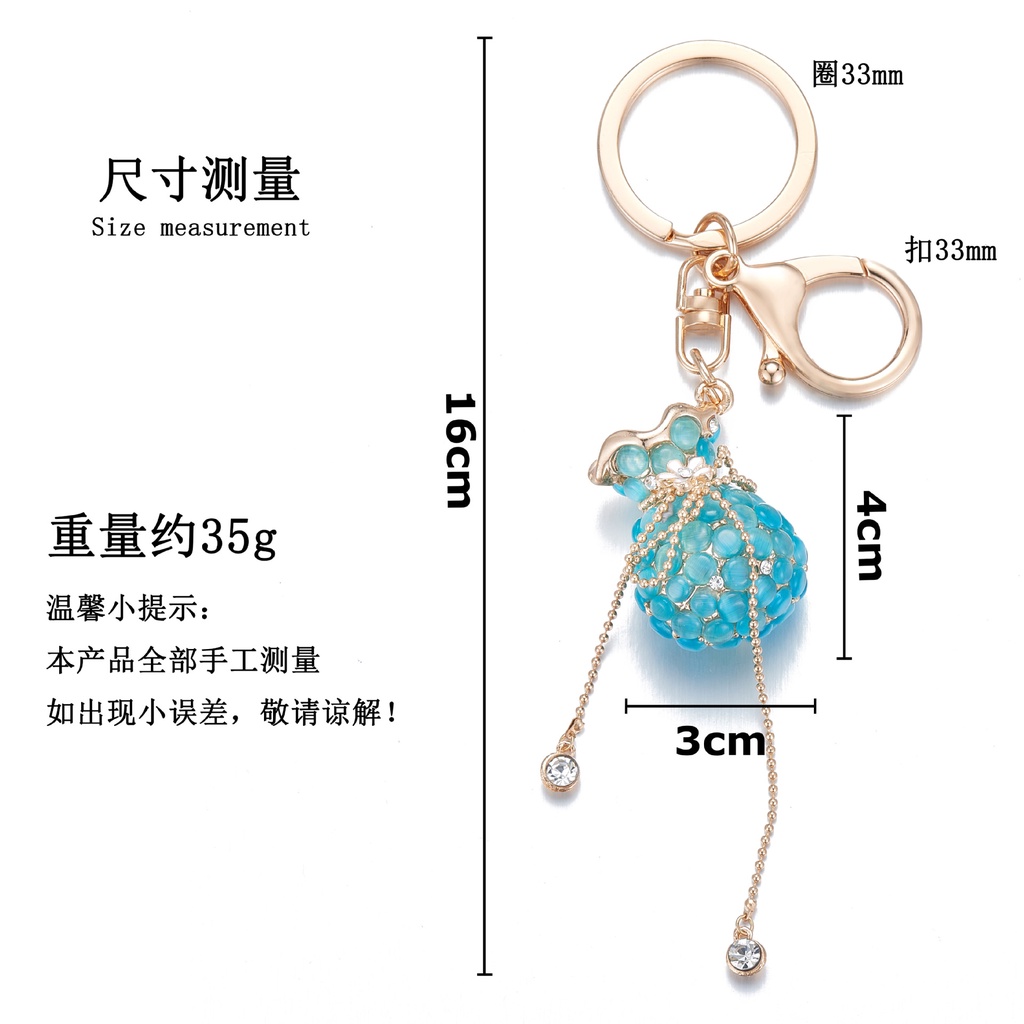 Móc khóa hình túi xách đính đá opal phong cách Trung Hoa Móc khóa hình túi xách