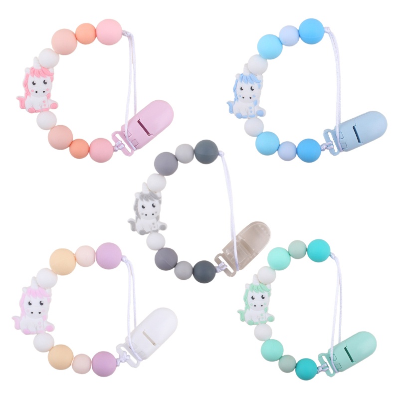 Giá Đỡ Kẹp Núm Vú Giả Ngậm Nướu Hình Kỳ Lân Bằng Silicone Tiện Dụng Cho Bé Sơ Sinh