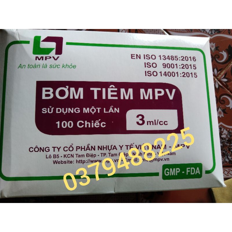 bơm kim tiêm 3cc MPV( hộp 100 cây)