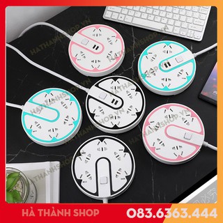 Ổ điện tròn 5 cổng - Tích hợp 2 cổng USB 2.0 ( Dây dài 3M )