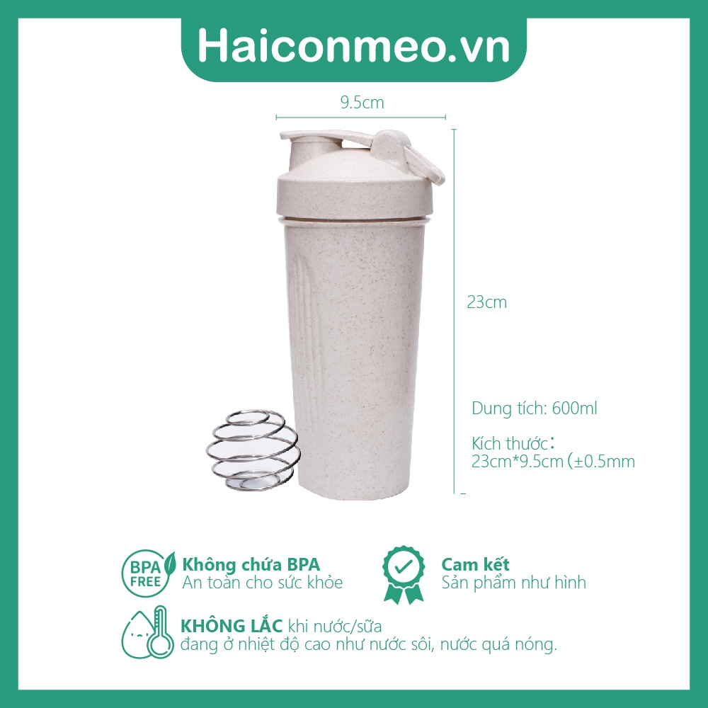 Bình lắc whey lúa mạch tập gym bình nước thể thao shaker pha sữa protein
