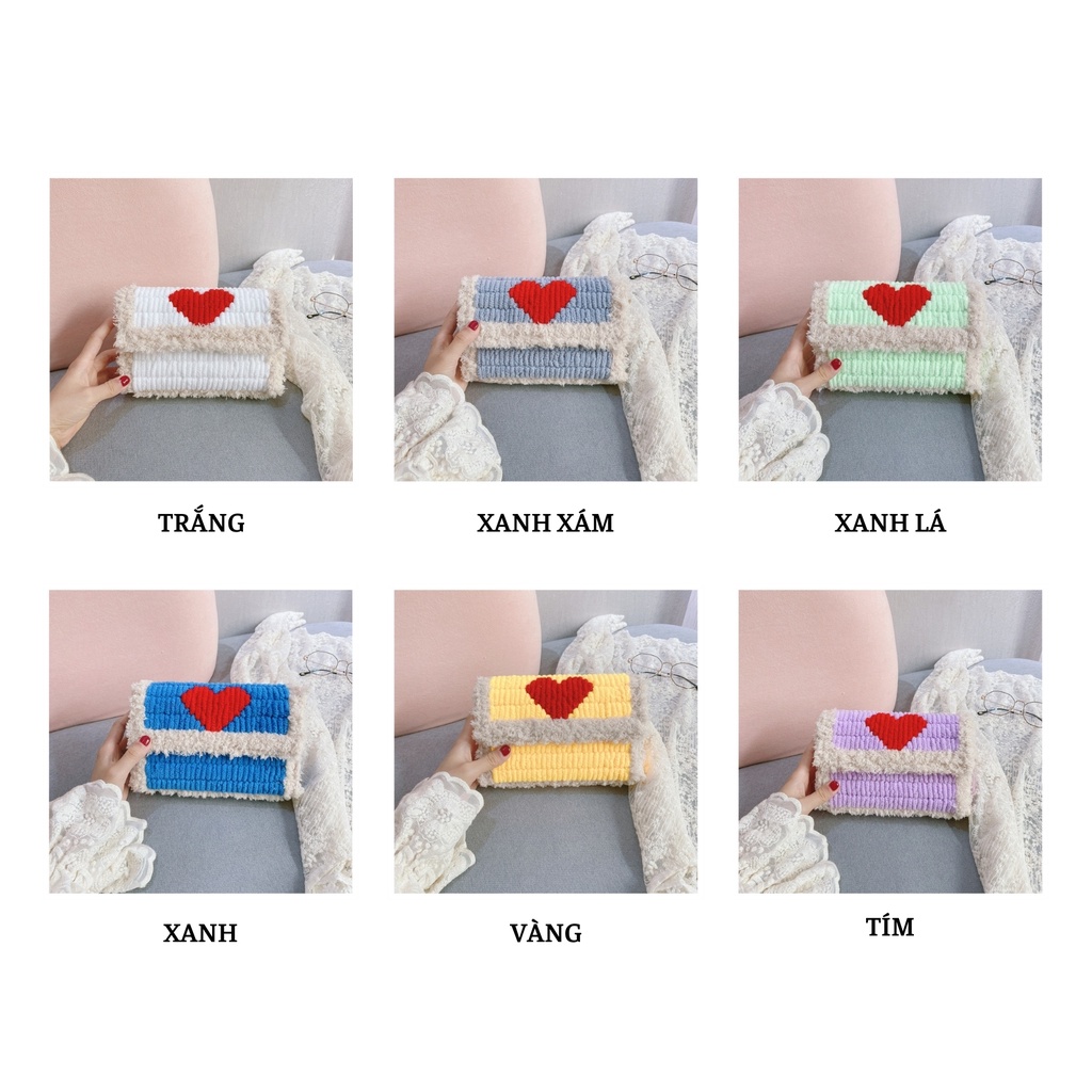 Túi Tự Đan Handmade, Túi Len Tự Đan Trái Tim Phối Màu (Có Video Hướng Dẫn)