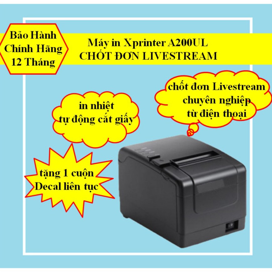 Máy In Bill, In Hóa Đơn Chốt Đơn Livestream Xprinter A200UL Tặng 1 Cuộn Giấy Decal Liên Tục 75 x 30m | BigBuy360 - bigbuy360.vn