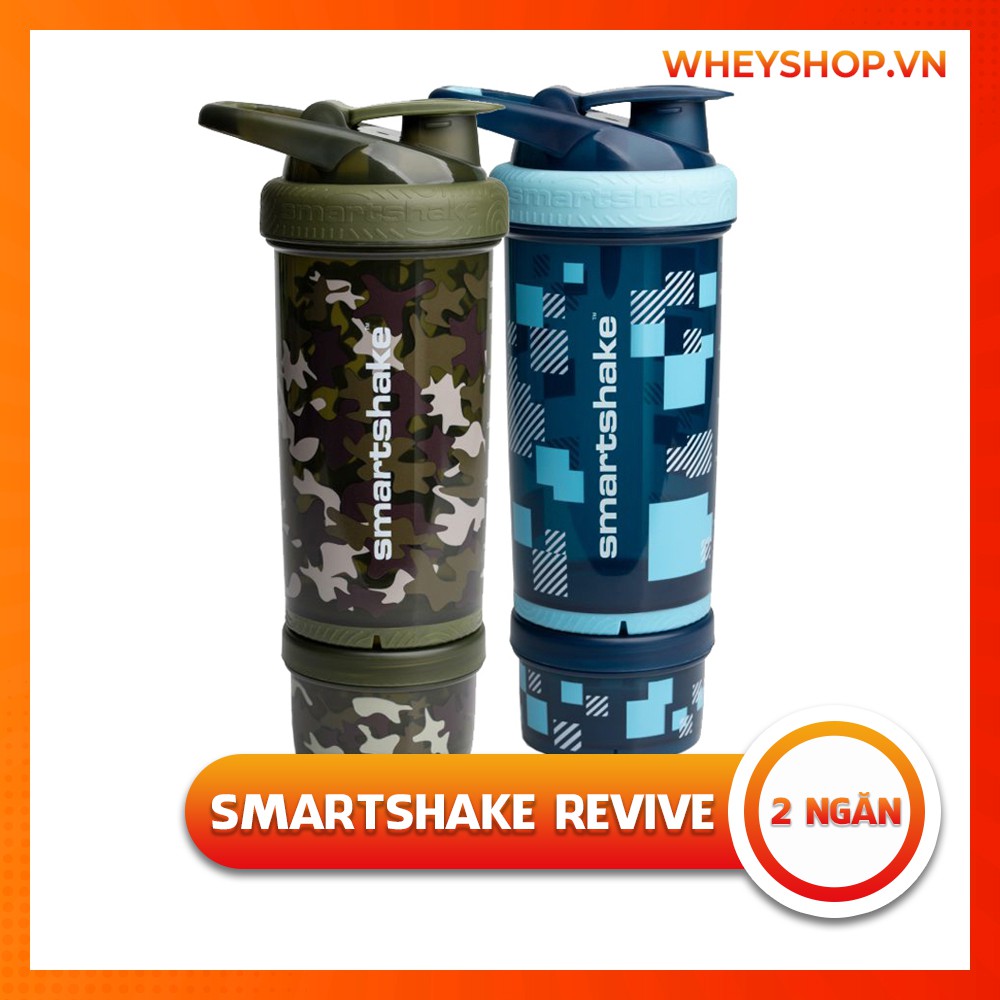 Bình Lắc Shaker Tập Gym 2 Ngăn SMARTSHAKE REVIVE 800ml ( 2 Màu )