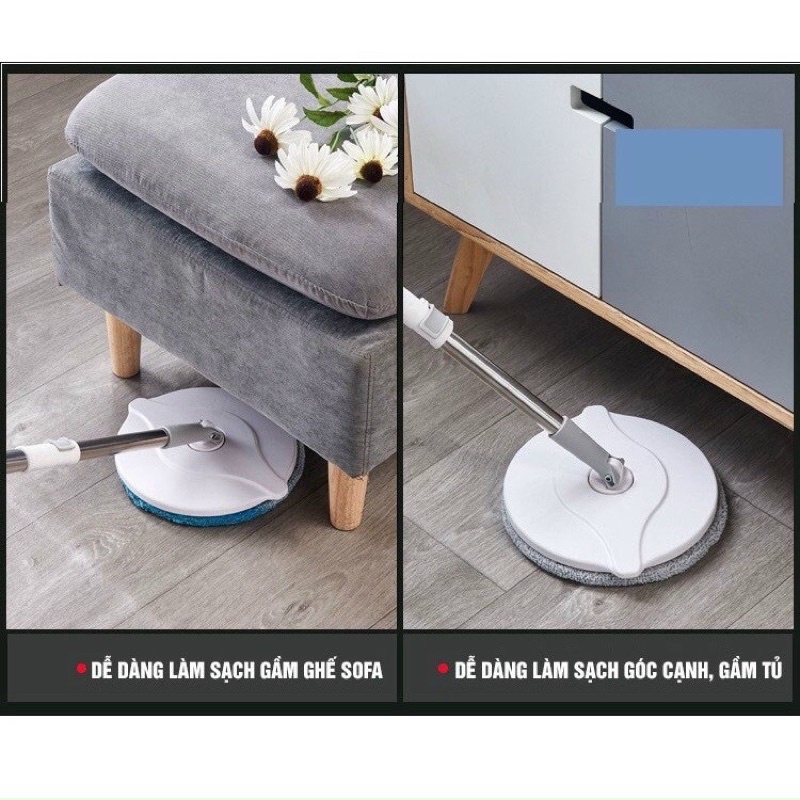 Bộ Cây lau nhà thông minh K8 Làm Từ Nhựa Cao Cấp PP Loại Tốt - Cán inox Chắc Chắn Chống Gãy - Miếng Lau To Rộng 25cm Lau