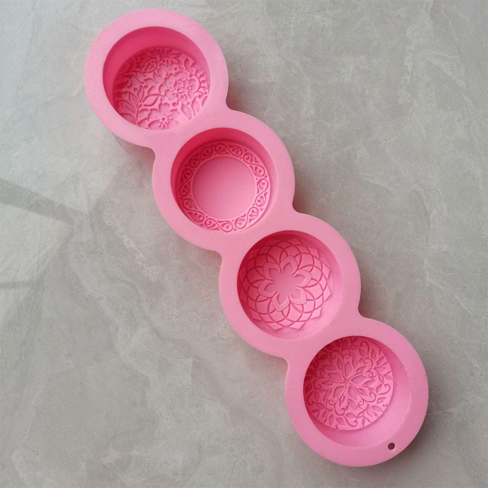 PISTA Khuôn Silicone Làm Xà Phòng 3D DIY 4 Ngăn Đa Năng Hình Bông Hoa
