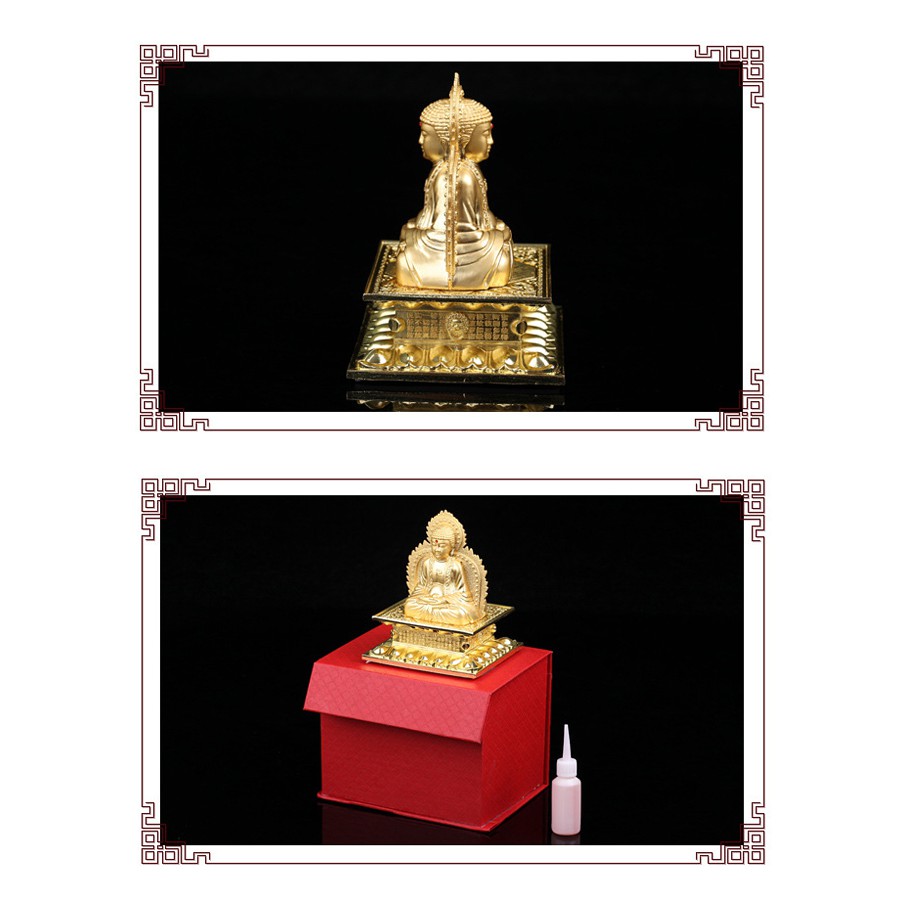 Tượng Phật A Di Đà bằng họp kim mạ vàng để xe ô tô + Tặng kèm hồ lô treo xe.