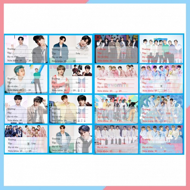 Nhãn vở BTS (mẫu mới nhất)