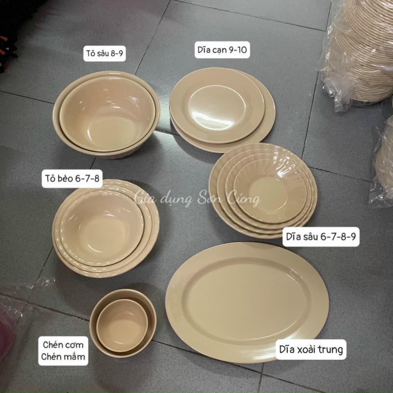 [ combo 5 cái] Tô chén dĩa melamine màu nâu