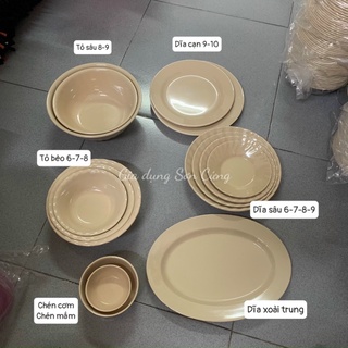 Tô chén dĩa melamine màu nâu