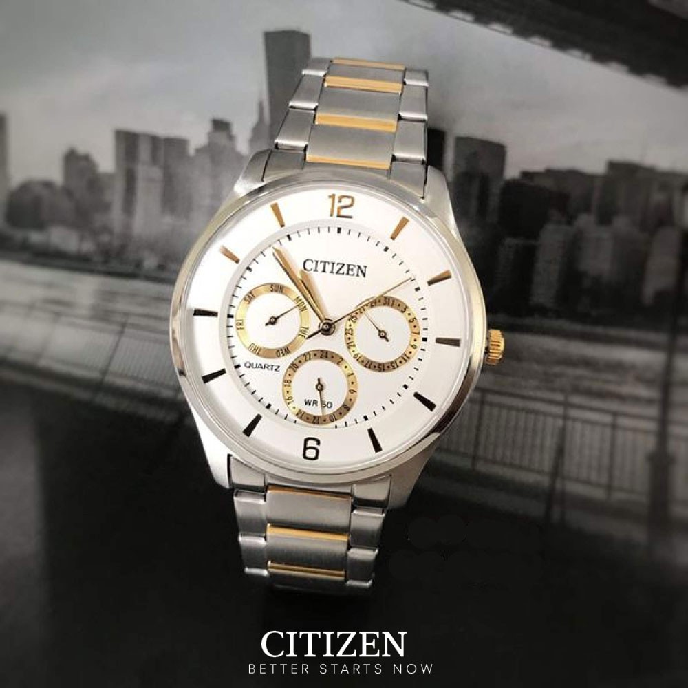 Đồng Hồ Nam Citizen Dây Thép Không Gỉ AG8358-87A - Mặt Trắng