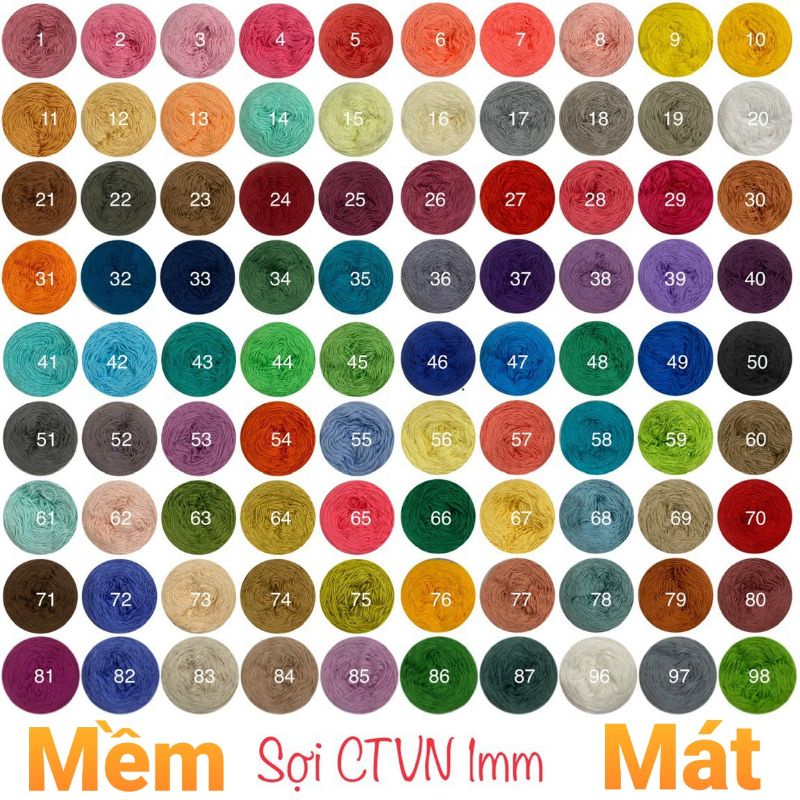 Sợi Cotton Việt Nam 1mm Loại 1 Mềm Mát Không Xù Lông Không Bai Nhão 51_96
