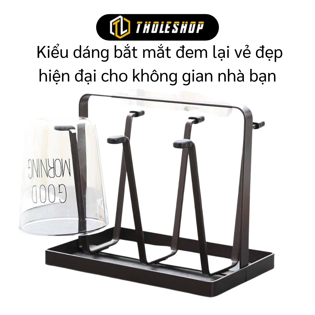 Khay Úp Ly - Giá Úp Cốc 6 Nhánh Sắt Sơn Tĩnh Điên Chống Gỉ Tiện Dụng Và Sạch Sẽ 9403