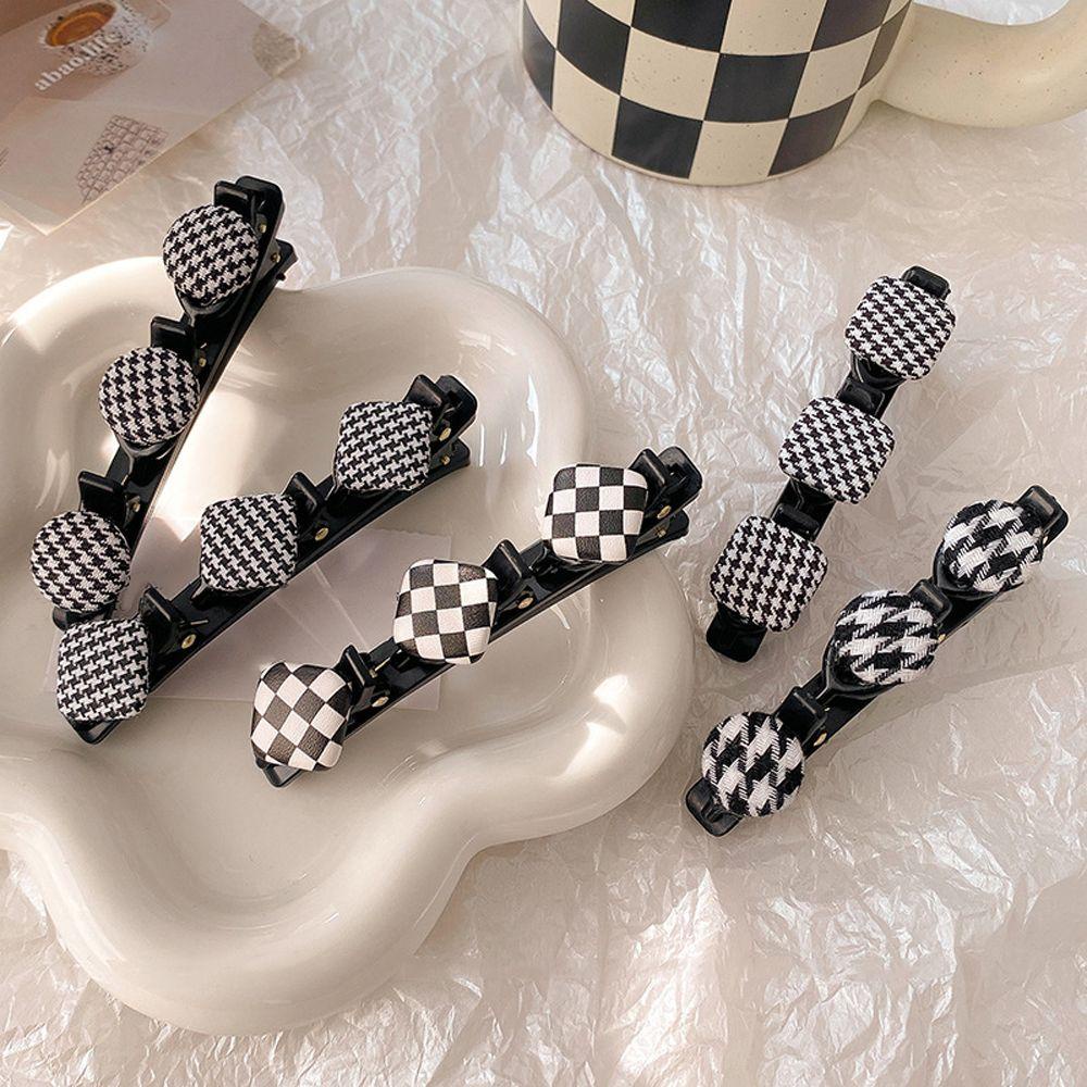 Kẹp Tóc Vải Họa Tiết Sọc Caro Kiểu Công Chúa Thời Trang Cho Nữ