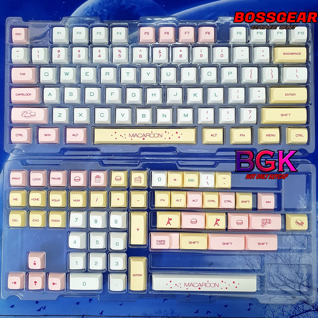 Keycap 146 Phím XDA PBT Dye Sub MACAROON Bánh ngọt hỗ trợ nhiều layout