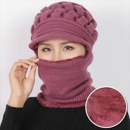 Mũ len nữ thời trang giữ ấm che kín cổ