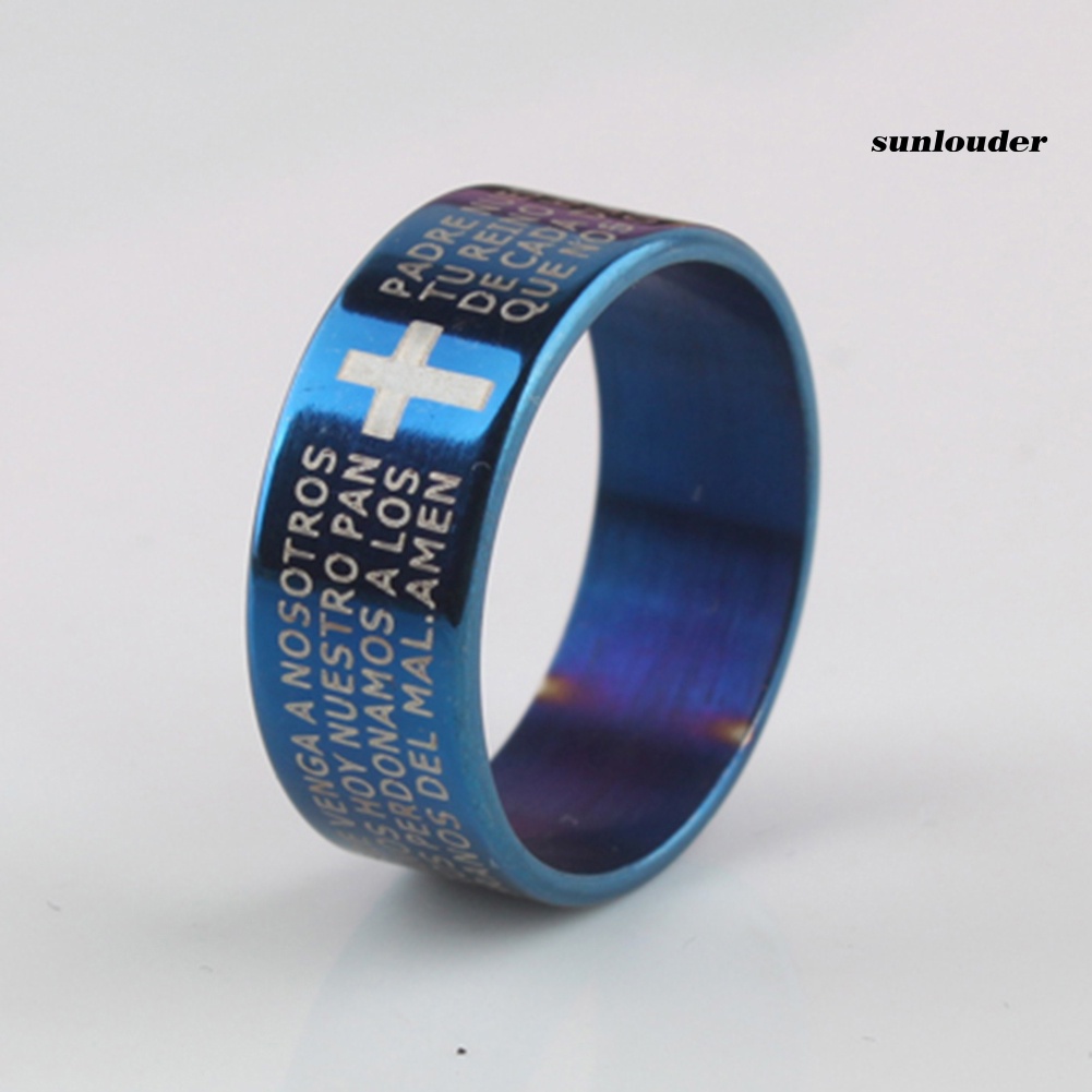 Nhẫn thép titan khắc thánh giá kinh thánh cho cặp đôi