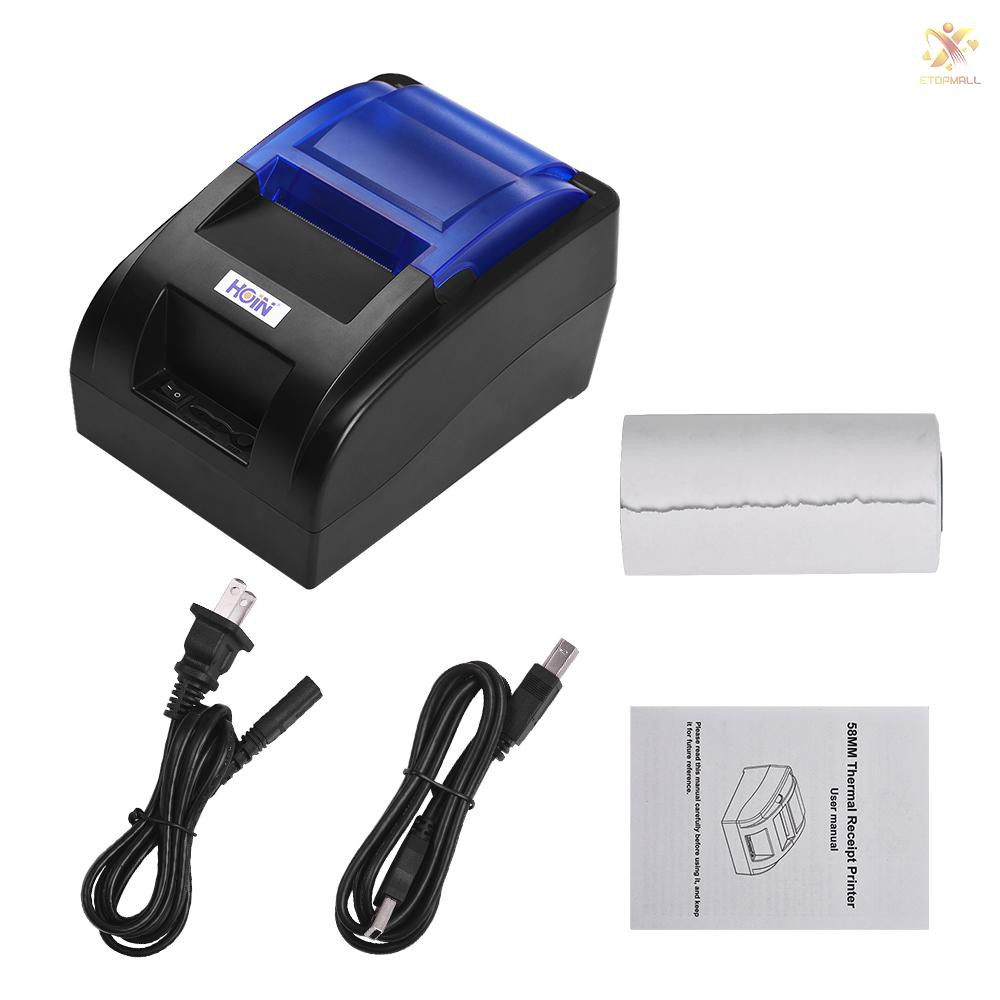 E&amp;T HOIN Portable 58mm Thermal Receipt Printer with BT &amp; USB Interface High Speed Bill Ticket Clear