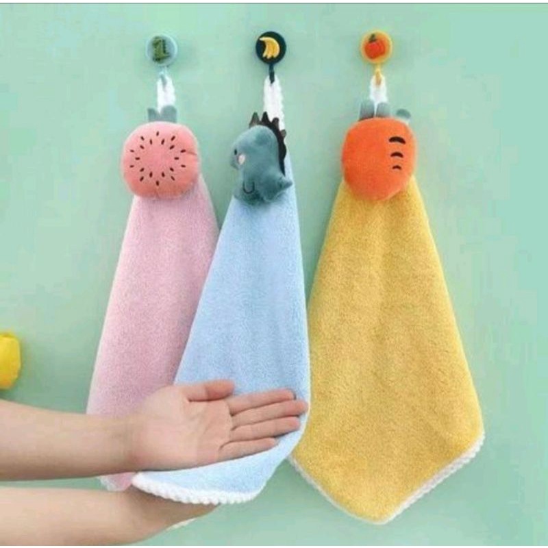 Khăn lau tay lông cừu cao cấp mền mại thấm nước, không dụng lông hình trái cây động vật rễ thương
