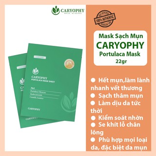 Mặt nạ  làm sạch mụn chuyên sâu Caryophy Portulaca Mask Sheet 22gr Dưỡng ẩm, sản sinh collagen chuyên sâu