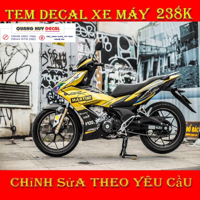 Tem trùm xe Winner X vàng đen, độ thiết kế team dán phủ decal xe máy giá rẻ đẹp