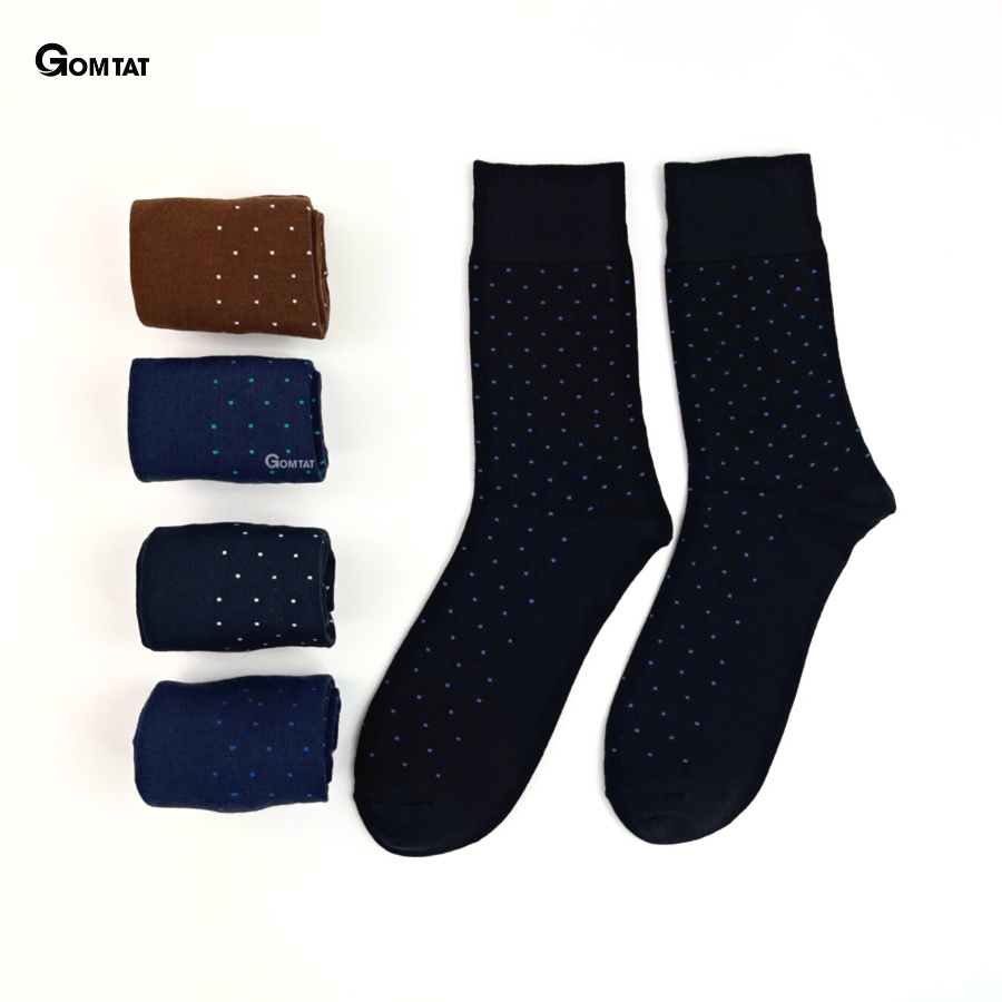 [Hộp 5 đôi] Tất vớ nam cổ cao Chấm Bi, dòng tất đi giày tây cao cấp, chất cotton hút ẩm, thoáng khí - GOM-CHAMBI-CB5