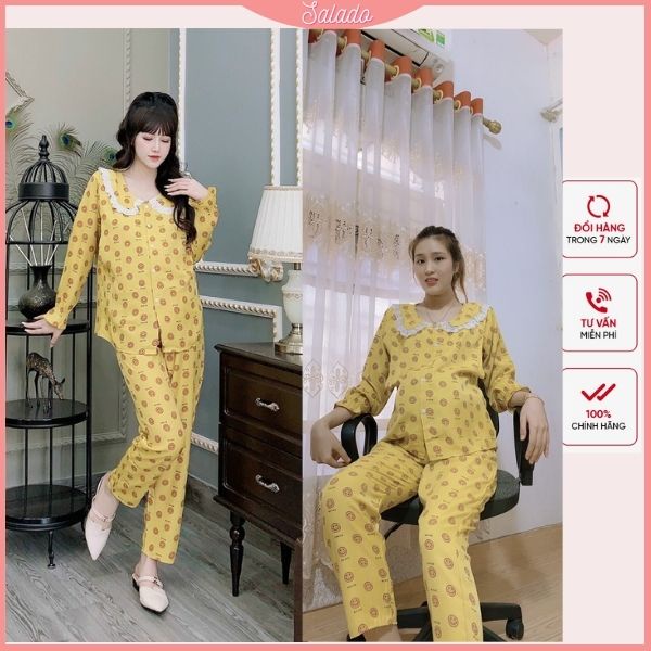 Bộ bầu,bộ sau sinh thu đông dài tay mặc nhà có lắp mở cho con bú (ảnh thật)